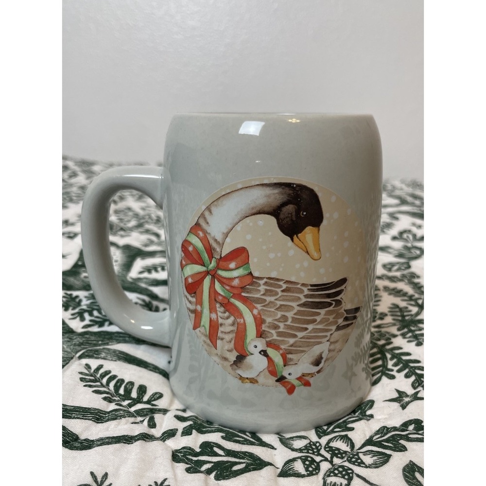 1987 Tendernest ENESCO Goose With Goslings Christmas Coffee Tea Mug Cup‎ Vintage